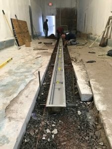 Concrete floor clearance drain